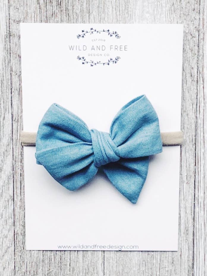 Laço de cata-vento pequeno denim lavado por atacado de Wild and Free Design Co.