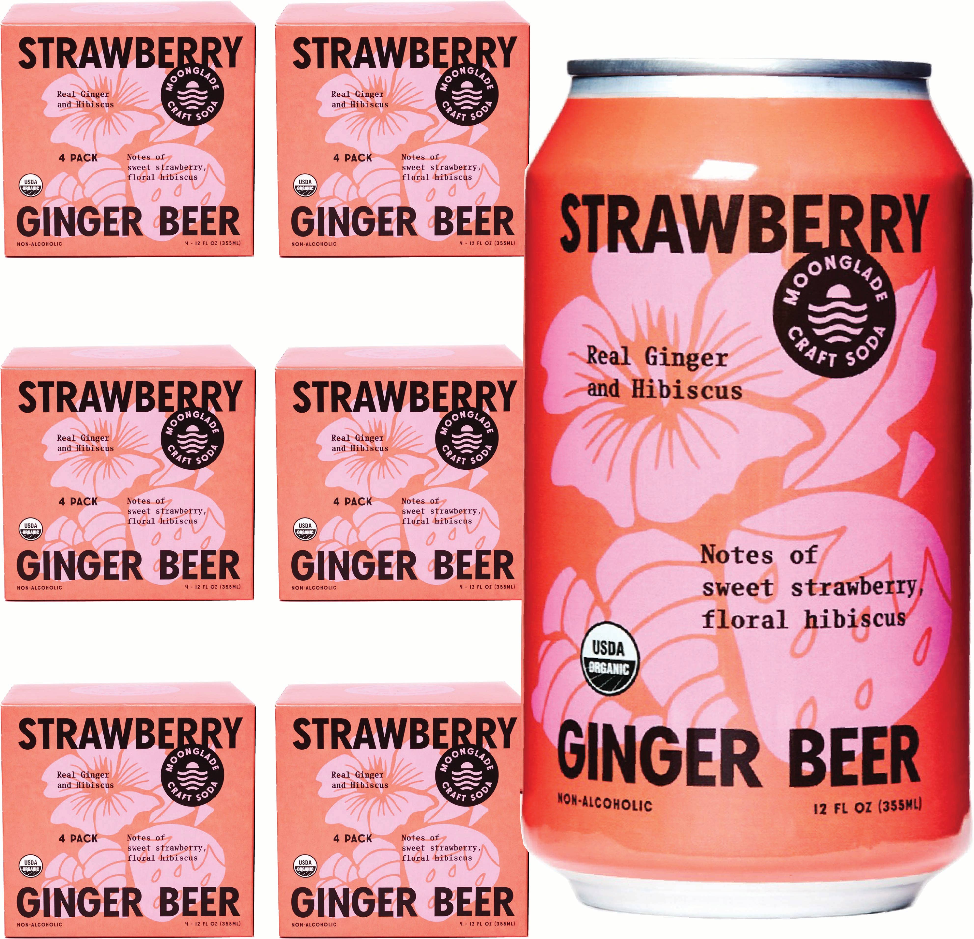 Moonglade Brews - Wholesale Soda/Carbonated Drink - San Diego Ginger Beer (Strawberry)- 24 Pack | 12oz Cans1