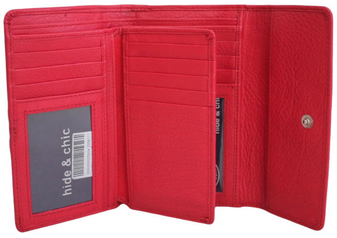 hide & chic – Engroshandel Tegnebog - Dame – RFID pung i fuldnarvet koskindslæder. Sort, brun, blå eller rød. Stil nr. 21004 Hide & Chic22