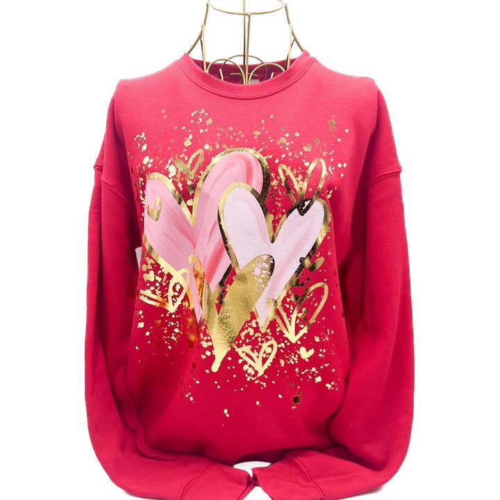 Sudadera con corazones salpicados de lámina dorada - 1092 para venta al por mayor de Rachel Brooks Design, LLC
