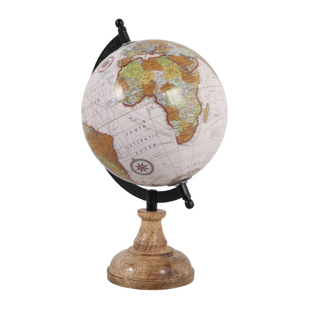 Sagebrook Home - Wholesale Desk Globe - Resin Wood Base Globe Sculpture - Natural, 12 in.6