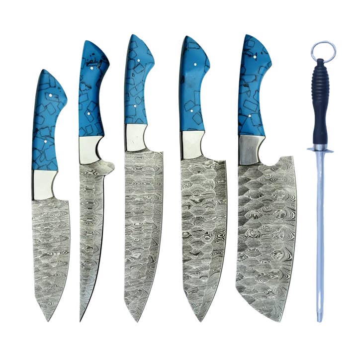 Coleção de Facas de Chef Damascus Azure Canyon por atacado de Fwosi