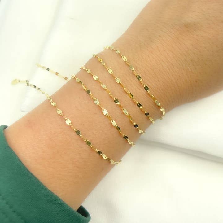 035FV10byFt. 14K Solid Gold Flat Marina Link Unfinished Chain for wholesale by Jewels & Chains