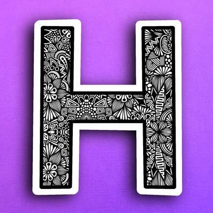 Zenspire Designs - Vente Autocollant - Lettre majuscule H (IMPERMÉABLE)0