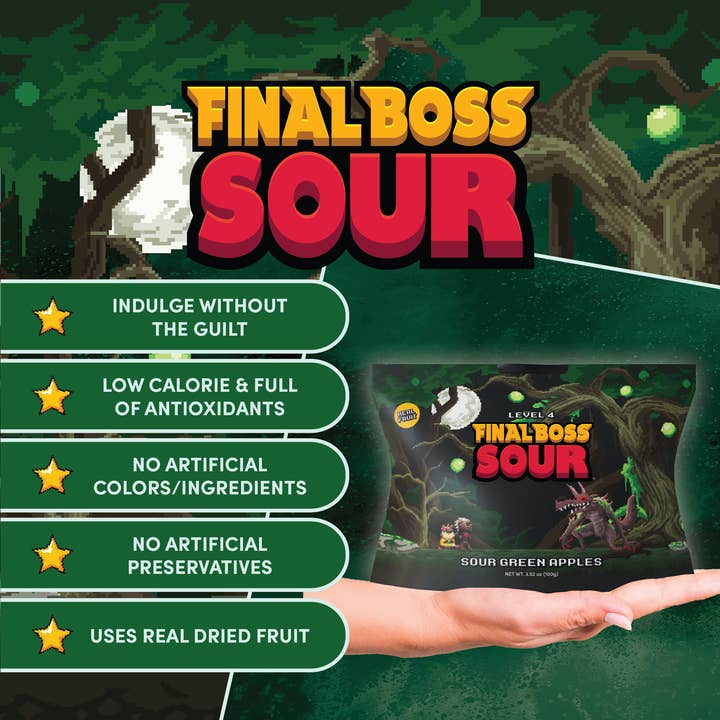 Final Boss Sour - Wholesale Gummy - Level 4 Green Apple (4-Pack)4