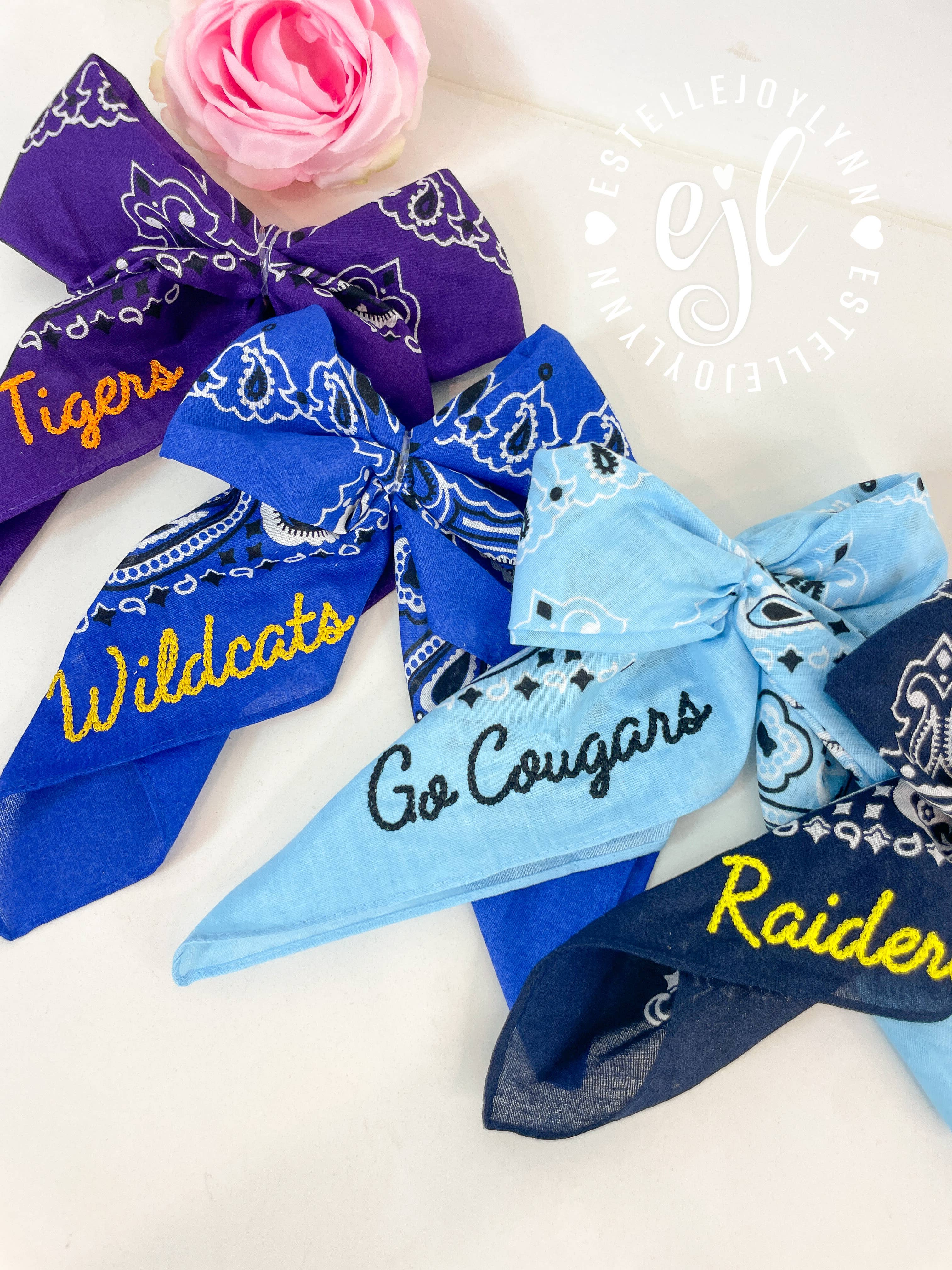 EstelleJoyLynn, LLC - Wholesale Bandana - Women's - Bandana Bow Custom Accessory Gold Clip for Backpack, Purse1