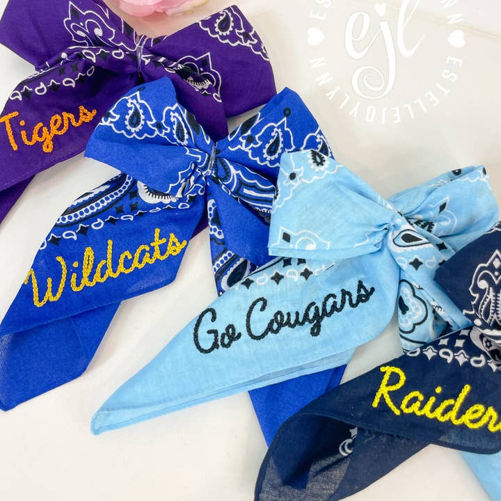 EstelleJoyLynn, LLC - Wholesale Bandana - Women's - Bandana Bow Custom Accessory Gold Clip for Backpack, Purse1
