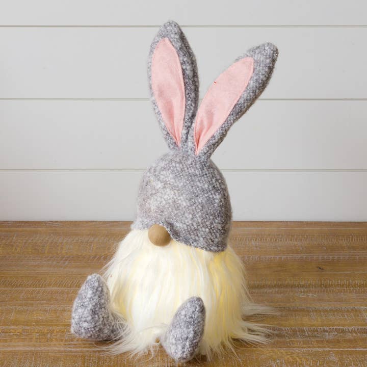 Lighted Gray Bunny Gnome (PC) for wholesale by Audrey's Home & Gift