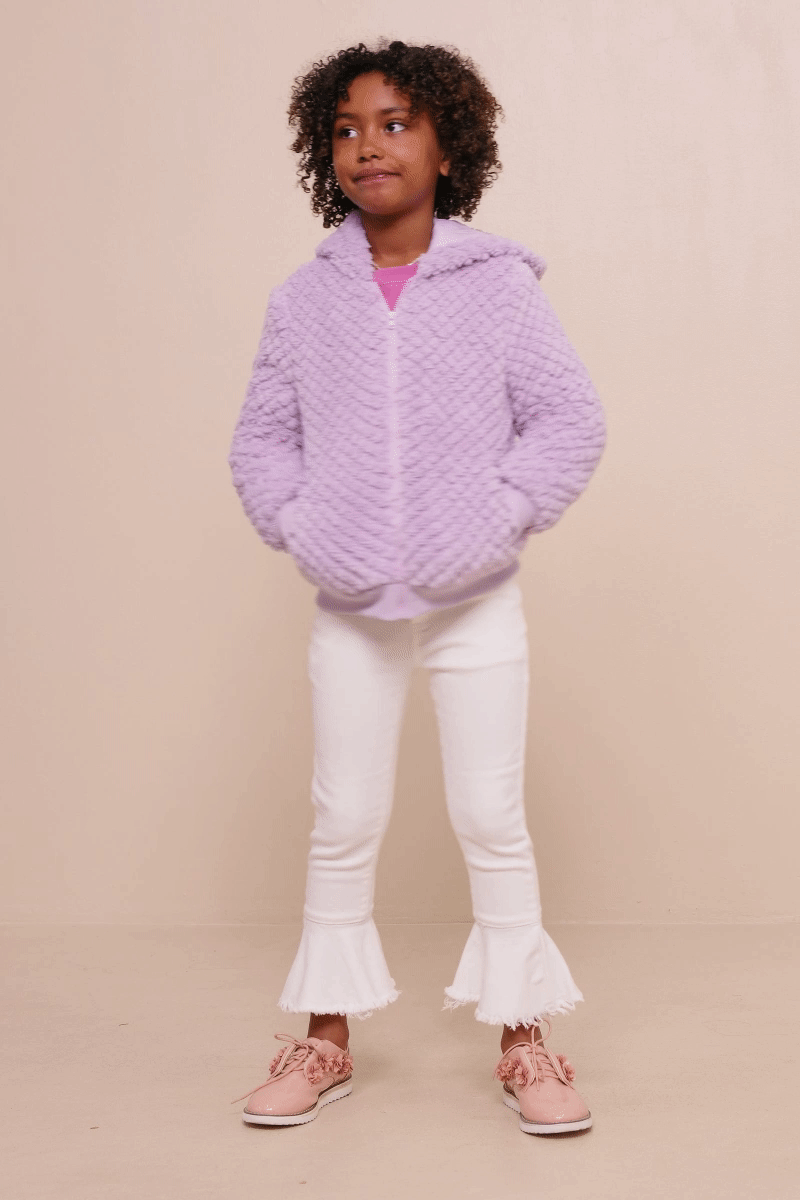 Mokka Gesteppte Plüschjacke mit Kapuze für Mädchen für den Großhandel auf Faire7