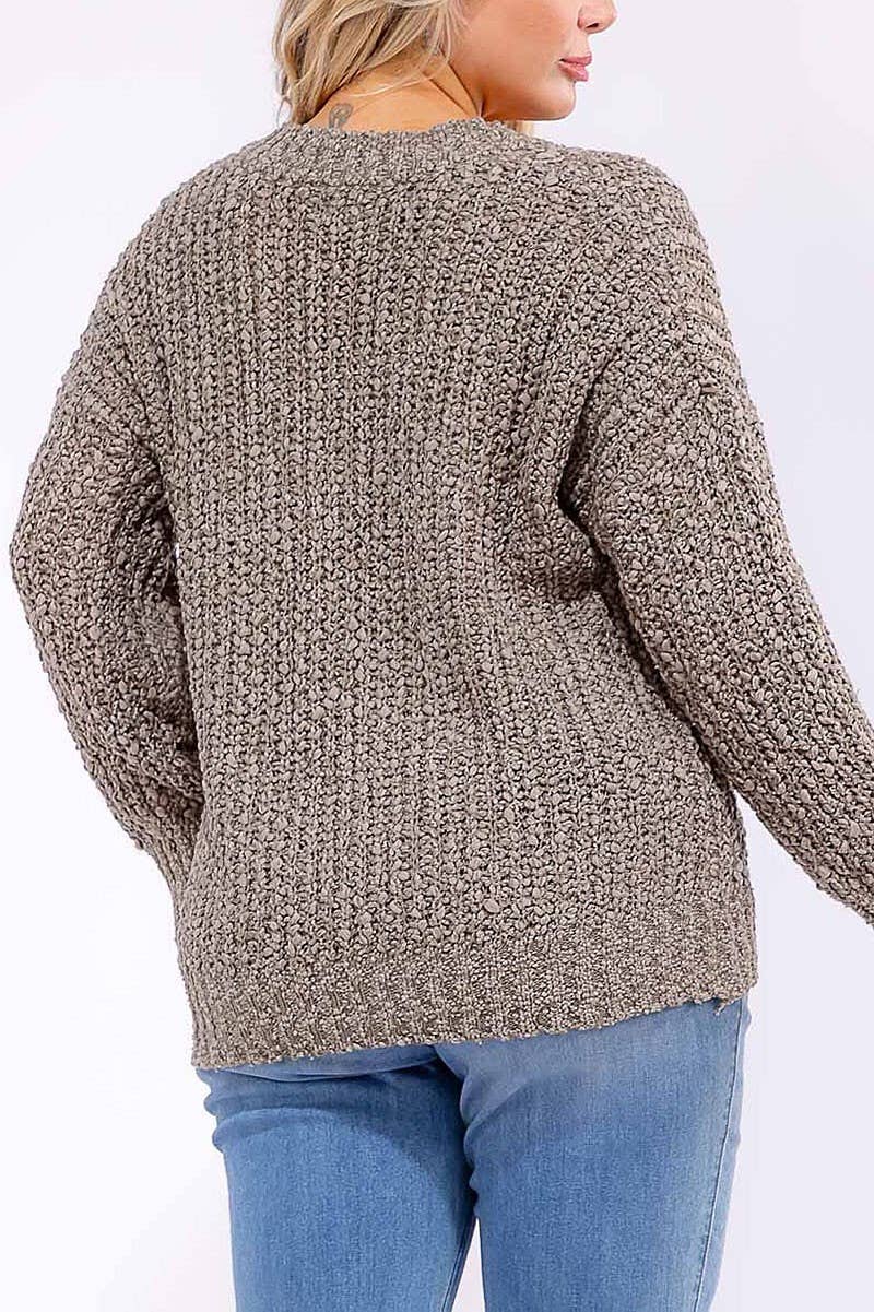 ROUSSEAU - Wholesale Knit Sweater - Women's - LONG SLEEVE V-NECK KNIT PULLOVER SWEATER10