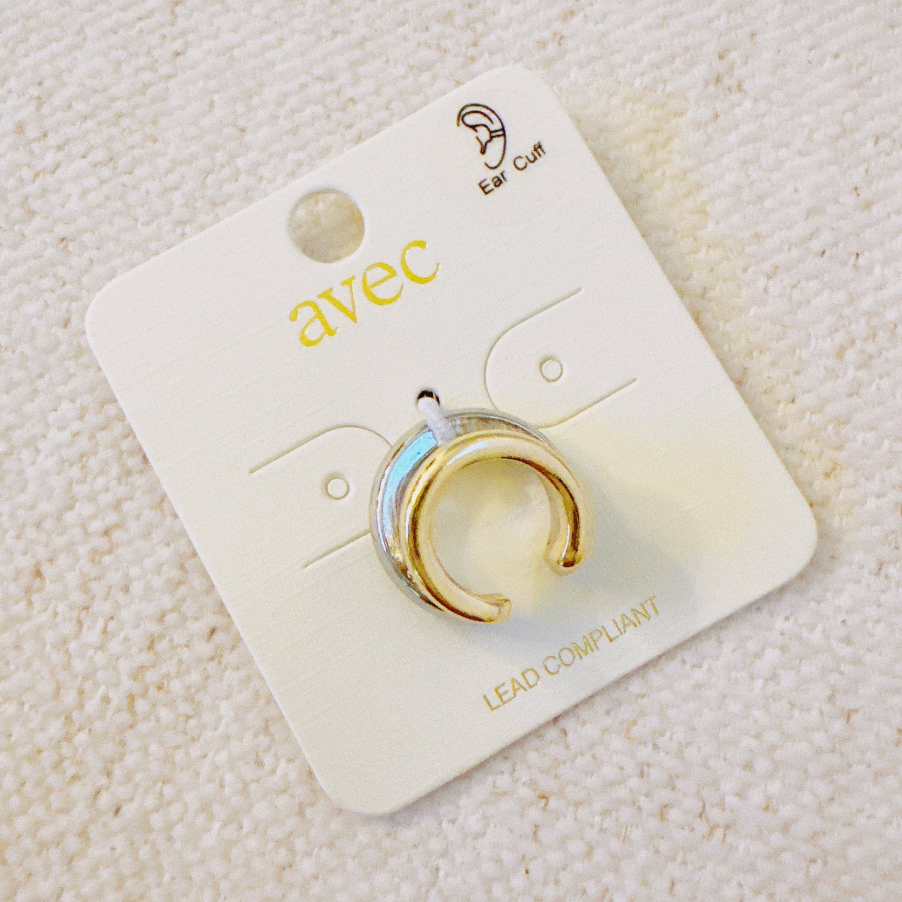 Ellison+Young - Vendita all'ingrosso Orecchini ear cuff/ear wrap - Orecchino a doppia tonalità – Elegante orecchino oro e argento senza piercing2