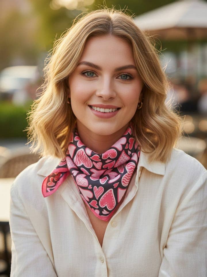 BS0127 Variety Heart Print Bandana for wholesale by MiMi Wholesale