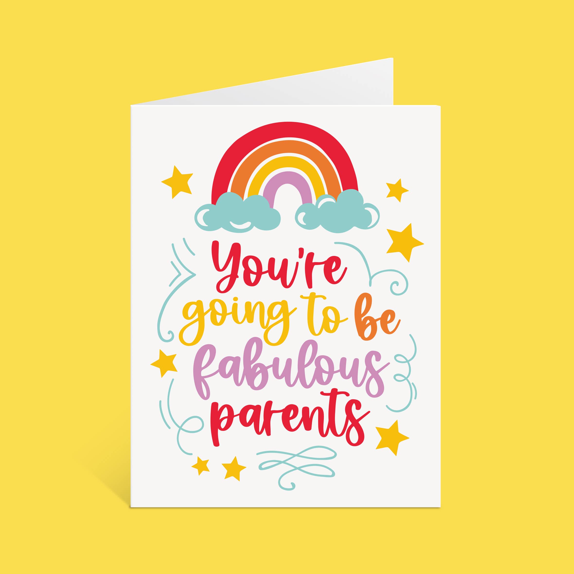 Lucy Loves Paper - Wholesale Baby Card - Fabulous Parents | Rainbow New Baby Card (A2)2