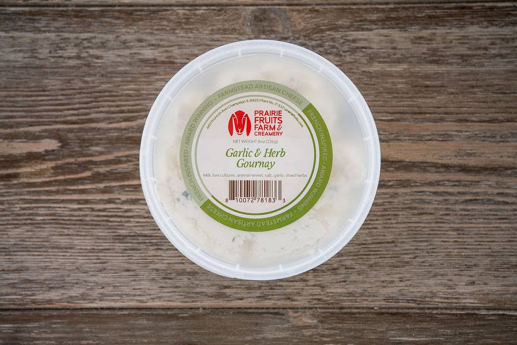 Prairie Fruits Farm & Creamery - Wholesale Kaas - Gournay- Knoflook- en kruidenblokjes van 6 oz (smeerbare kaas)1