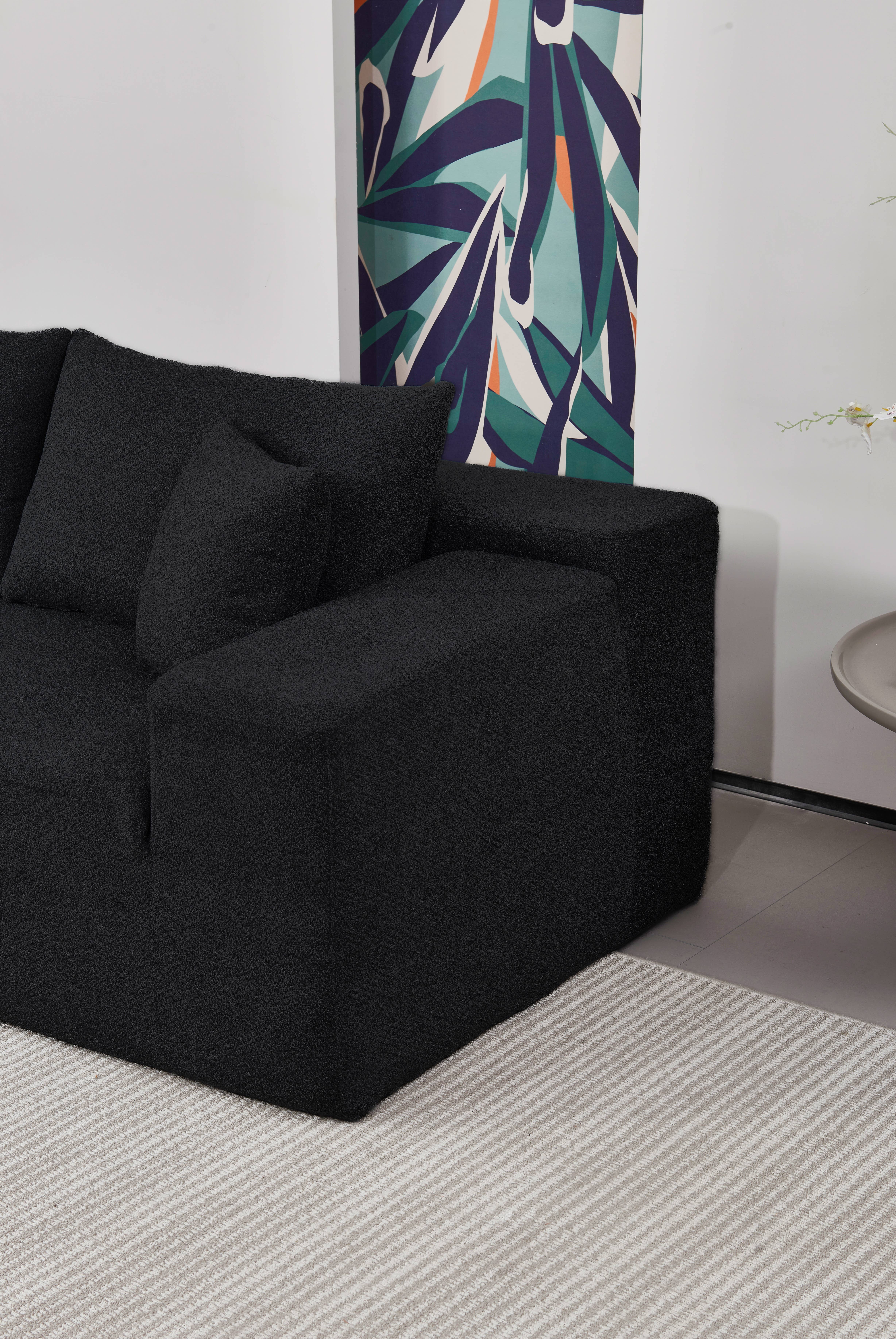 LivingTaste Home Inc - Vente Canapés - Canapé d'angle noir en L – méridienne 3 places3