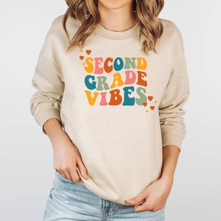 2nd Grade Vibes Teacher Shirt, Teacher Sweatshirts, Back to School Shirt for wholesale by Solana Grace