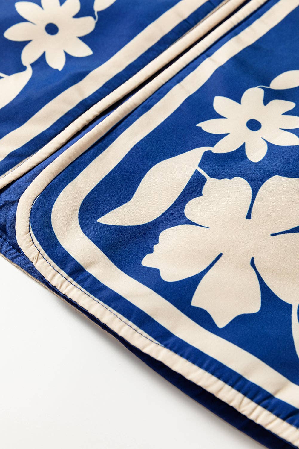 Blue Floral Open Front Buttoned Cuff Jacket for wholesale on Faire9