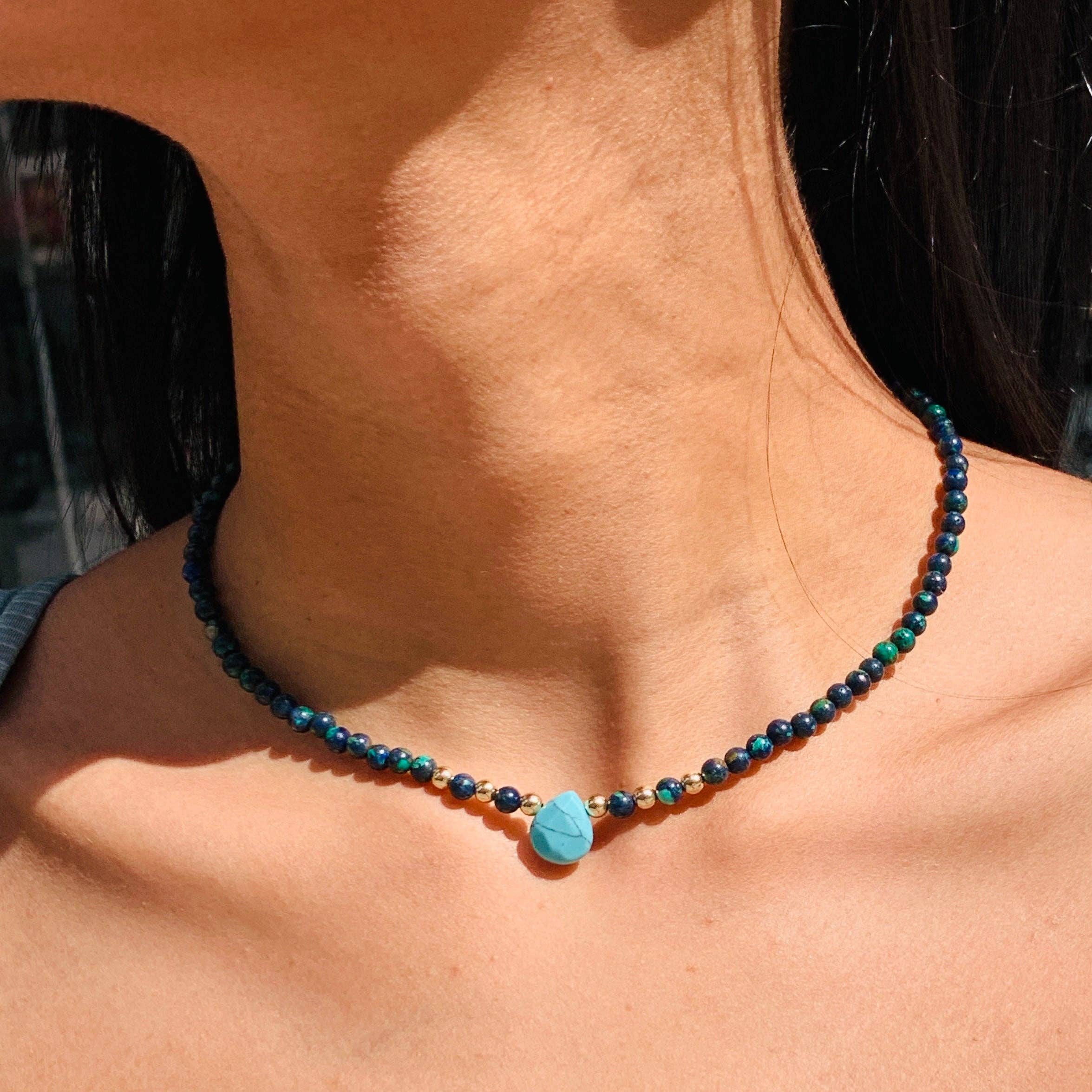 Mali Beads - Wholesale Beaded/Pearl Necklace - Azurite & Turquoise Necklace – Natural Gemstone Jewelry0