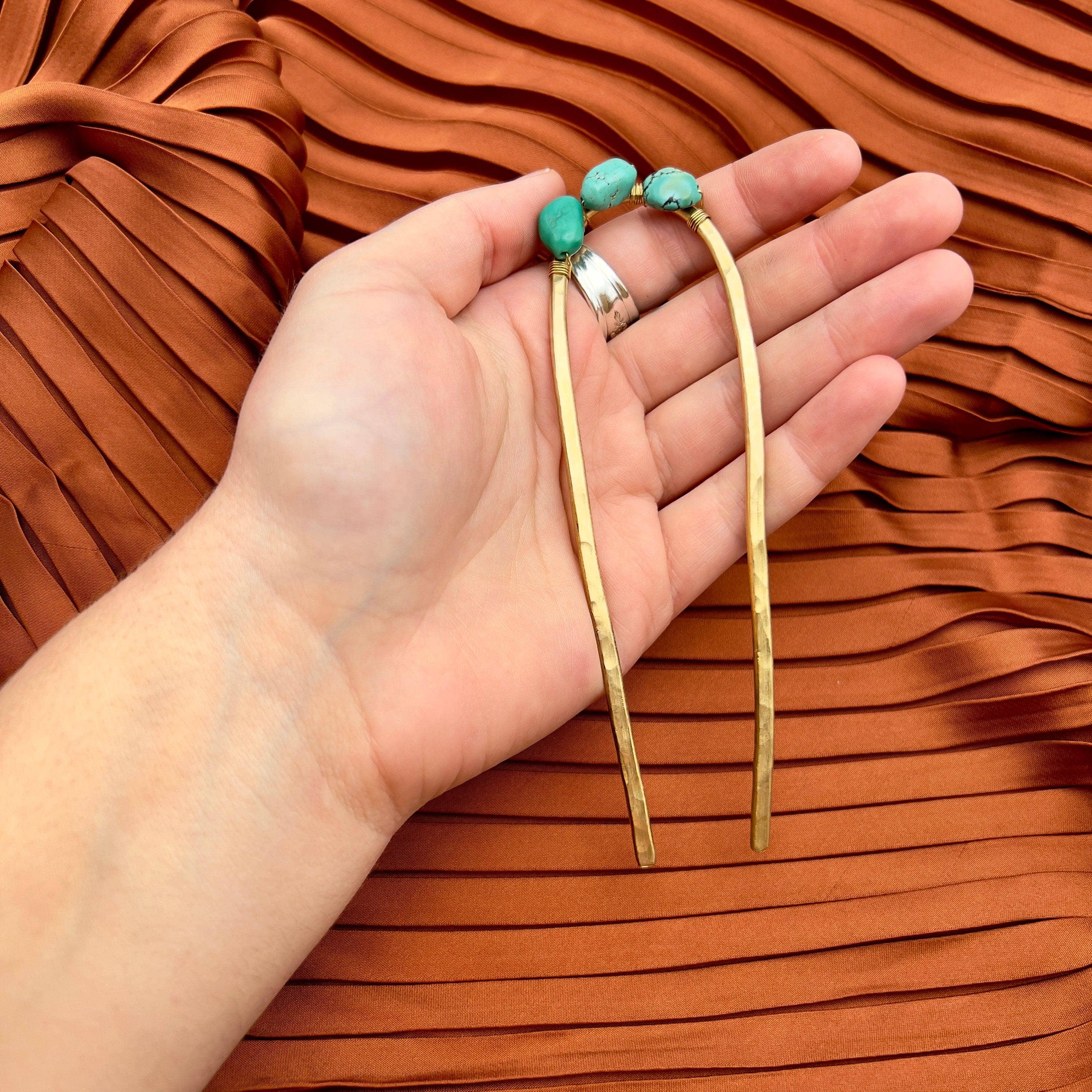 Fluff Hardware – wholesale Hair pin – Turquoise Hair Fork3