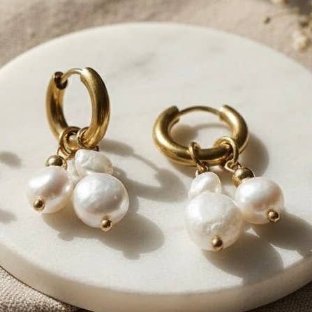 ARGOLAS DE PÉROLAS – ARGOLAS DOURADAS COM PÉROLAS por atacado de OE!