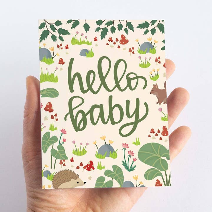 Pedaller Designs - Wholesale Baby Card - Hello Baby Woodland Forest Baby Shower Card1