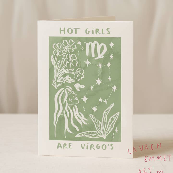 Hot Girls are Virgos 5x7/A6 card - Collab X LEA for wholesale by Blue Iris Designs Co