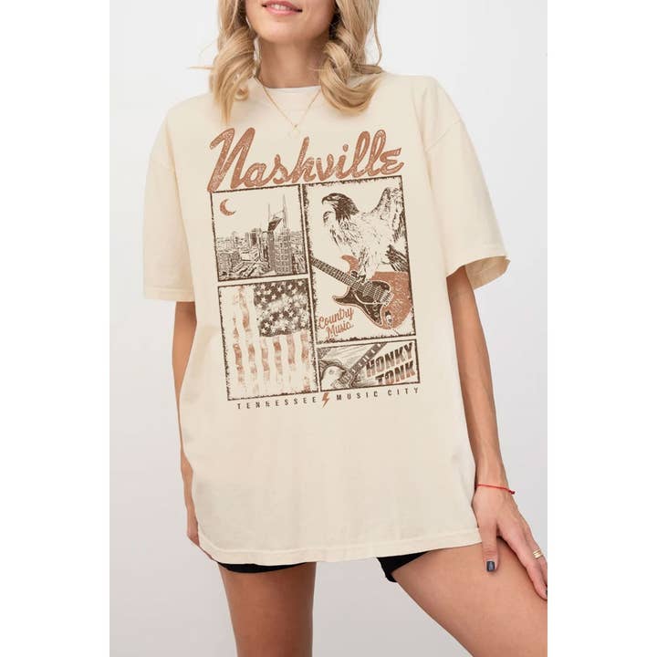 NASHVILLE OVERSIZED GRAPHIC TEE for wholesale by HRTandLUV