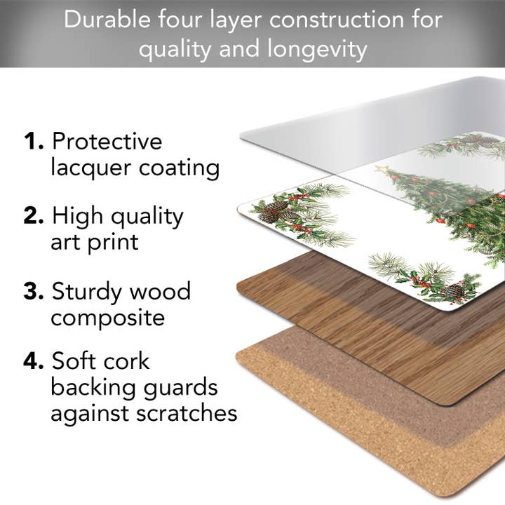 CounterArt/Highland Home/Thirstystone/CoasterStone - Wholesale Placemat - Cala Home "O' Christmas Tree" Decorative Hardboard Placemat