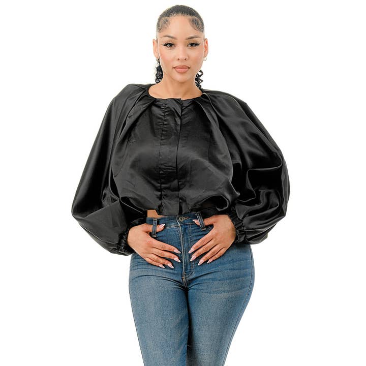 DORCAS – Blusa - Mulher por atacado – Top com fecho frontal com fecho de bolha