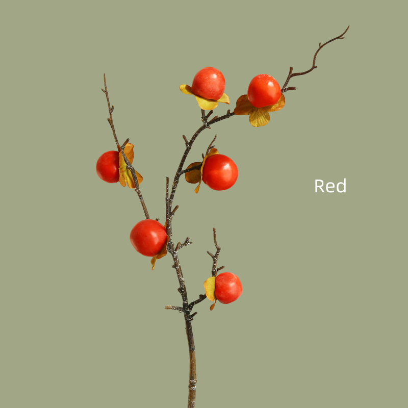 ACNITE(We cover U.S. import duties) - Wholesale Artificial Flowers - Artificial Orange persimmon fruits branches fall home decor0