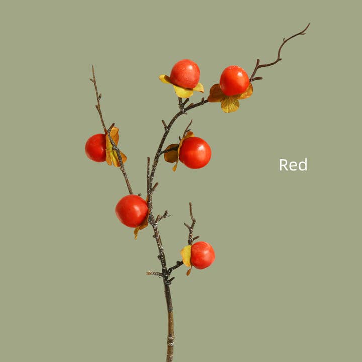 ACNITE(We cover U.S. import duties) - Wholesale Artificial Flowers - Artificial Orange persimmon fruits branches fall home decor