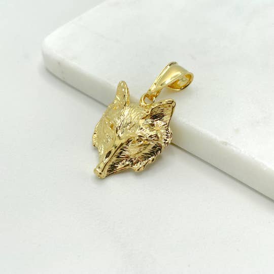 Luxus Accessories - Wholesale Individual Charm/Pendant - 18k Gold Filled Wolf Fox Face Pendant