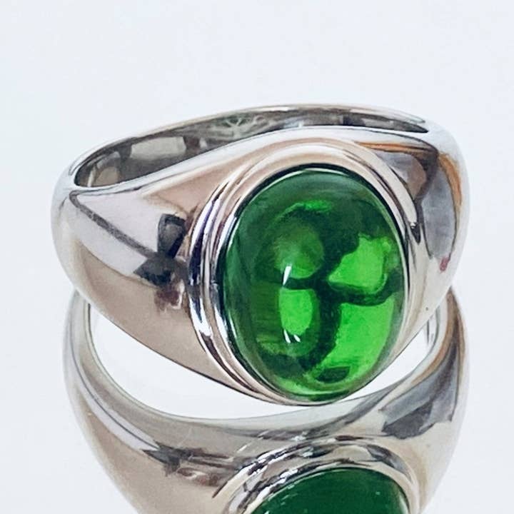 Man's Helenite Cabochon Sterling Silver Ring 4.5Ct for wholesale by Twan Kee Jewelry