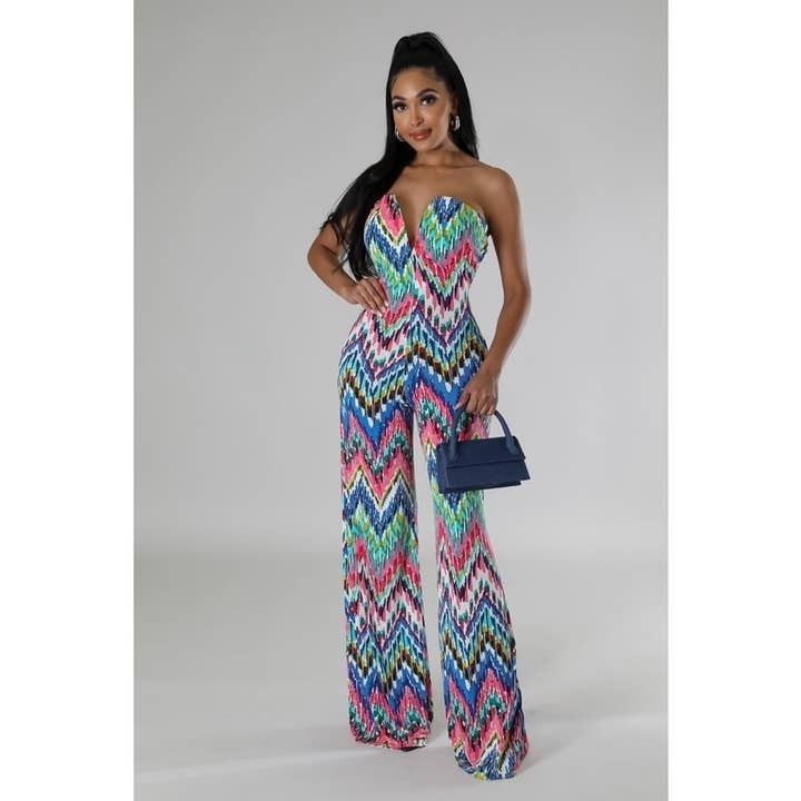 MULTI Tube Top Effortless Chic Jumpsuit for wholesale on Faire0