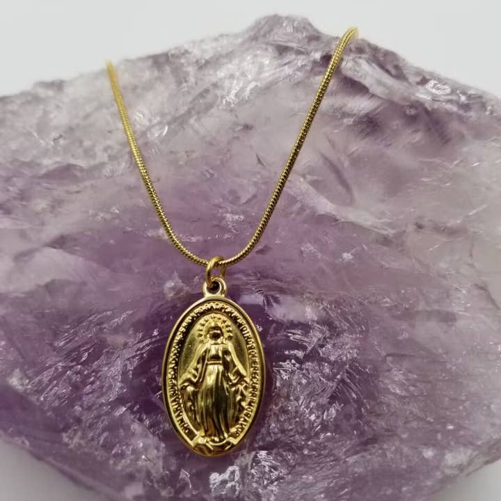 magnolia jewelry - Wholesale Pendant/Charm Necklace - 18K Gold Plated Virgin Mary Necklace