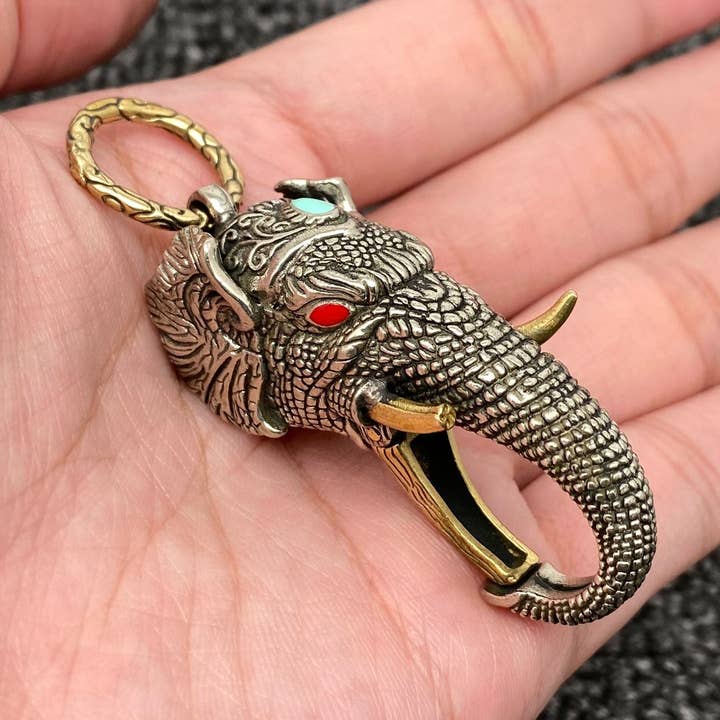 Vintage Broken Ivory Elephant Crafts Keychain for wholesale by Mio Queena