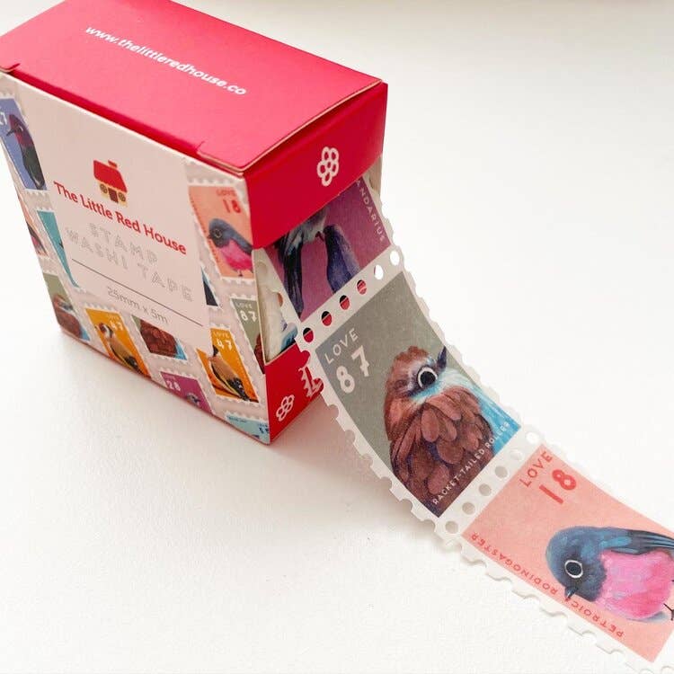 The Little Red House - Venta al por mayor Cinta washi - Cinta Washi con estampado de pajaritos de 2,5 cm1
