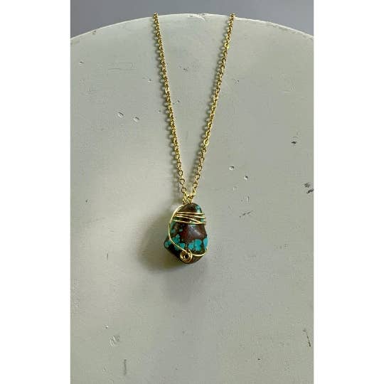 Colliers western en or et argent Turquoise Western Nugget pour la vente par She's Crafty AVL
