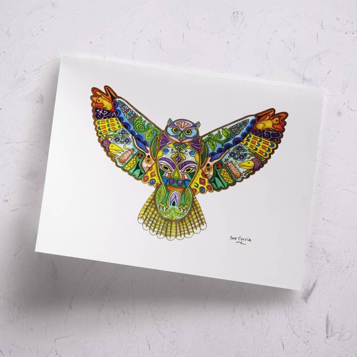 Impressão assinada da grande coruja com chifres por atacado de EarthArt International