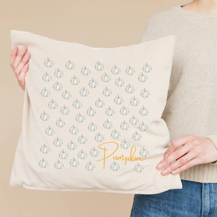Pumpkin Gray Pillow Cover for wholesale by Go Charlotte