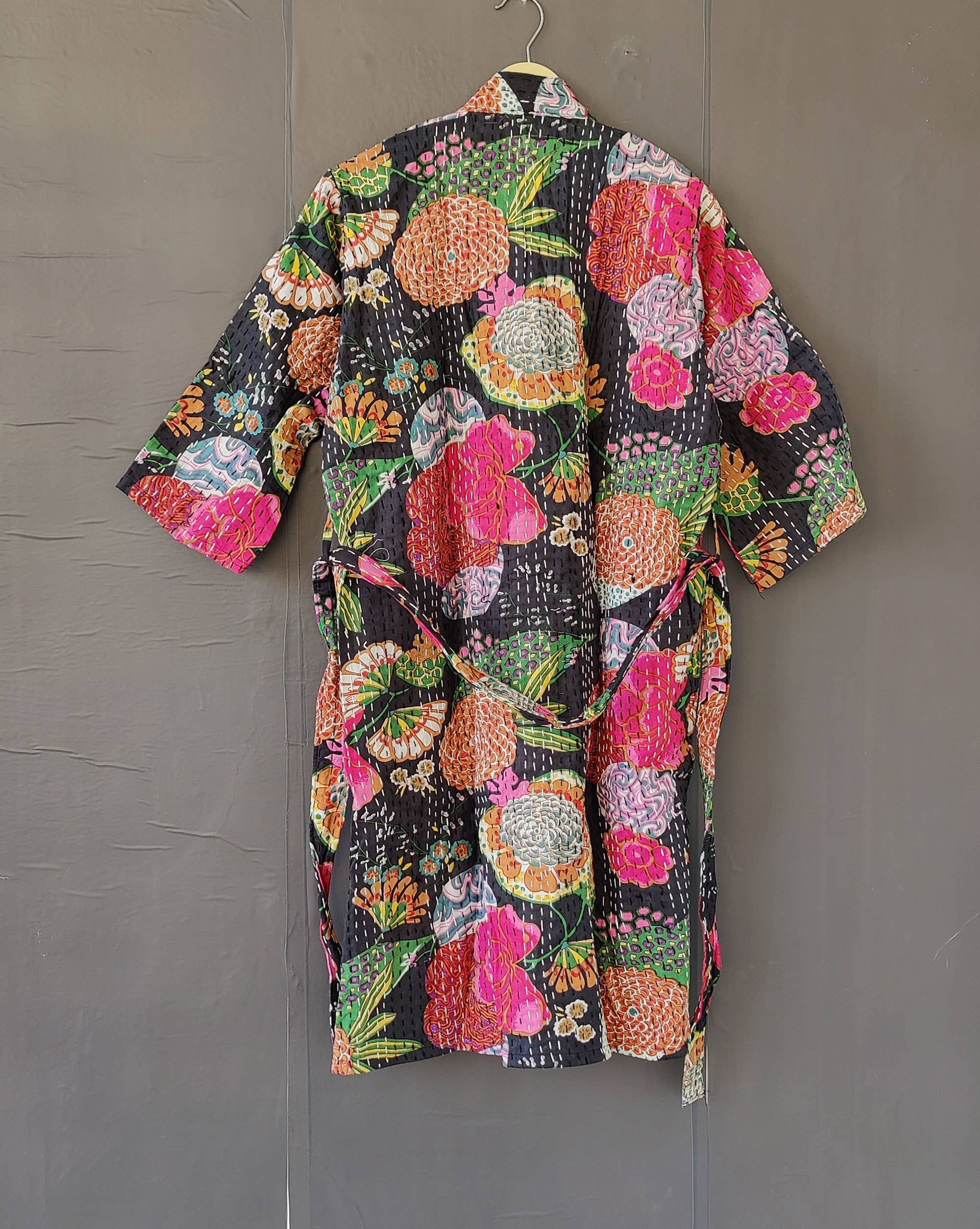 Bhawana Handicrafts – wholesale Kimono – Women's – Handmade Kantha Robe Cotton Kimono Cardigan Gown 3