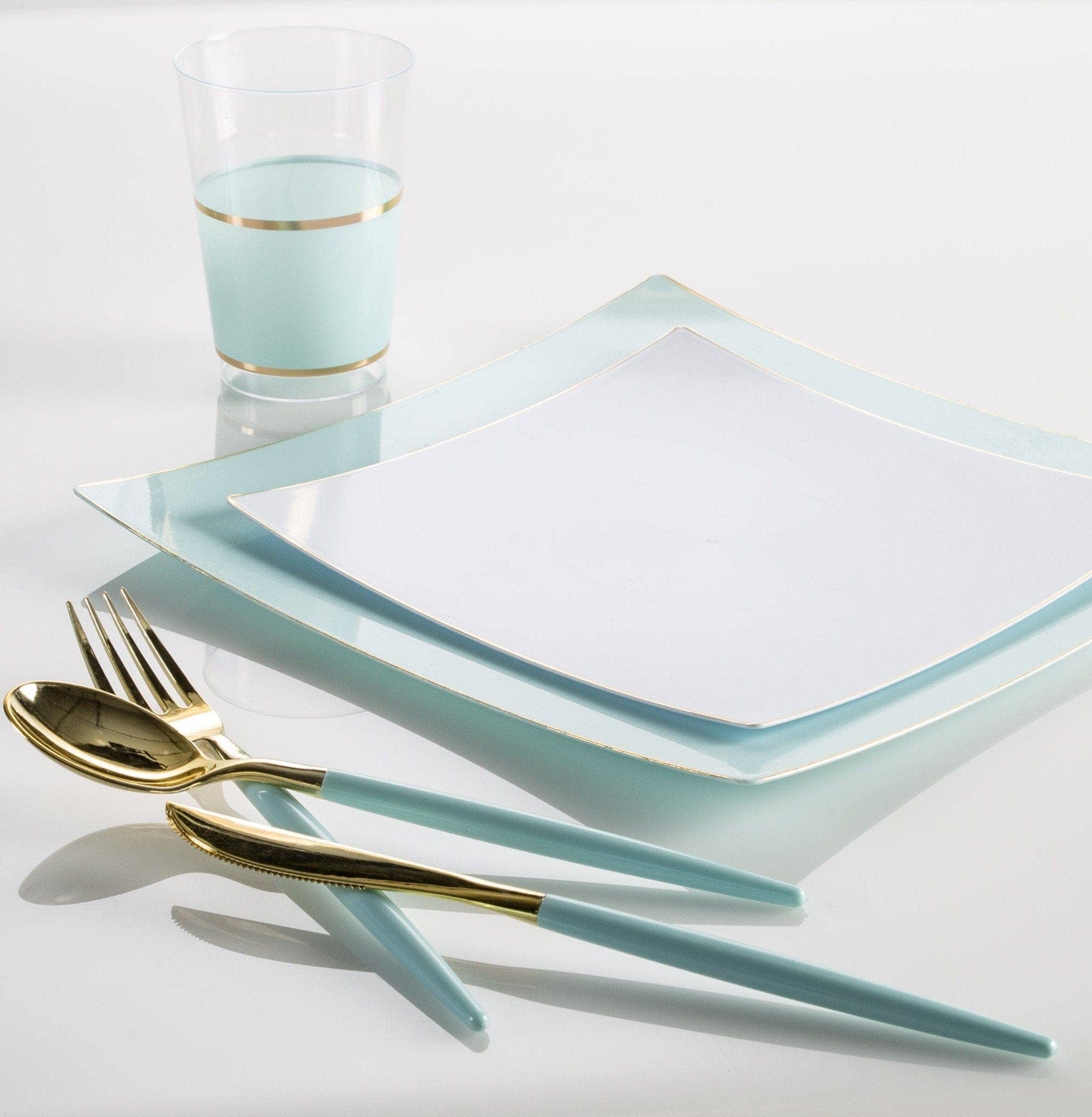 Luxe Party - Wholesale Disposable Cup - 12 Oz Round Mint • Gold Plastic Cups | 10 Cups3