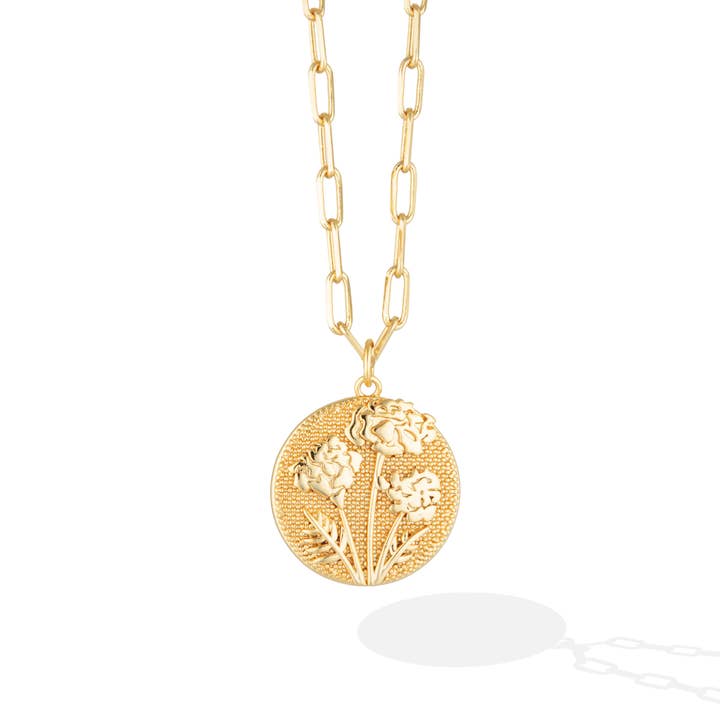 October Birthflower Necklace - Merry Marigold for wholesale by Glacier Mist