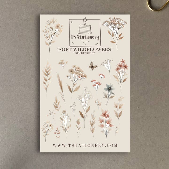 Pegatinas de flores silvestres suaves para venta al por mayor de T's Stationery
