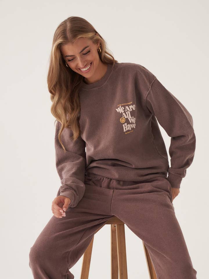 All We Have Chestnut Washed Sweater for wholesale by Girl Knows All