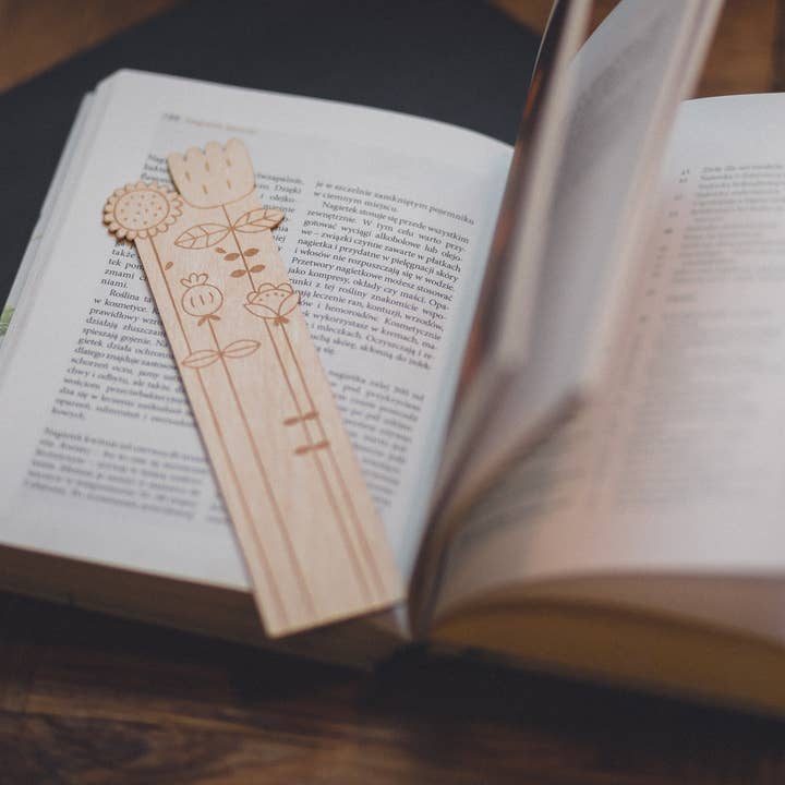 milin - Venta al por mayor Marcapáginas - Marcador de libro de madera con diseño de flor6