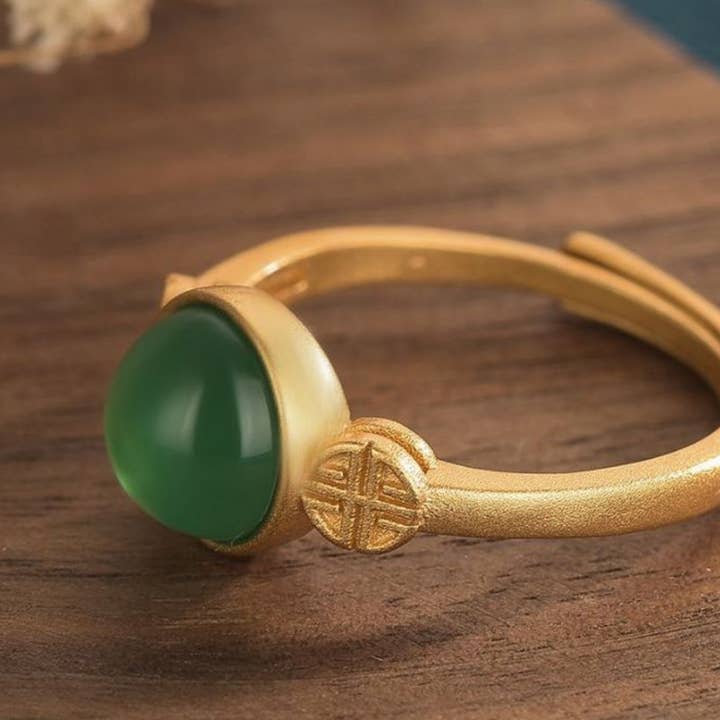 Bright MacMing - Wholesale Single Stone/Solitaire Ring - Asian/Chinese Classic Style Jade Open Ring3