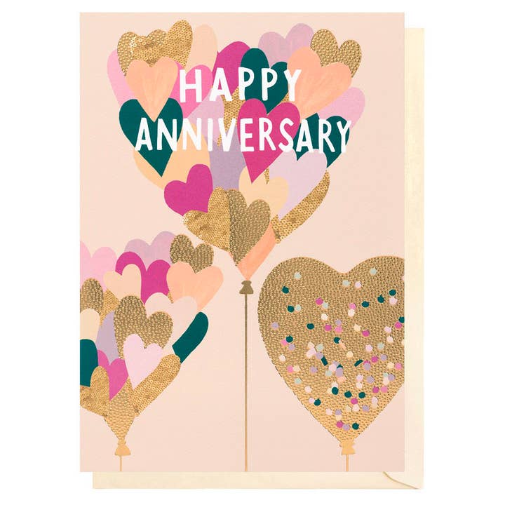 Feliz Aniversario Corazones Dorados | Tarjetas de Aniversario | Unisex para venta al por mayor de Louise Tiler