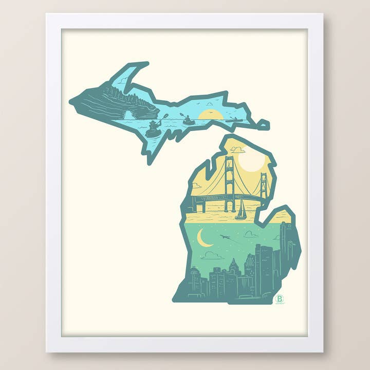 Imprimé en couches du Michigan pour la vente par Bozz Prints