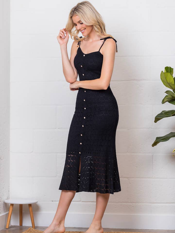 Taelynn - Venta al por mayor Vestido - Mujer - LWD74063T-Vestido midi de punto con botones y tirantes finos6